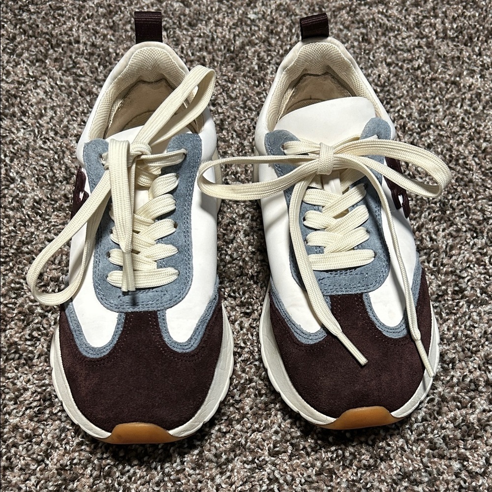 Tory Burch White, Blue, and Brown Sneakers - Picture 1 of 8